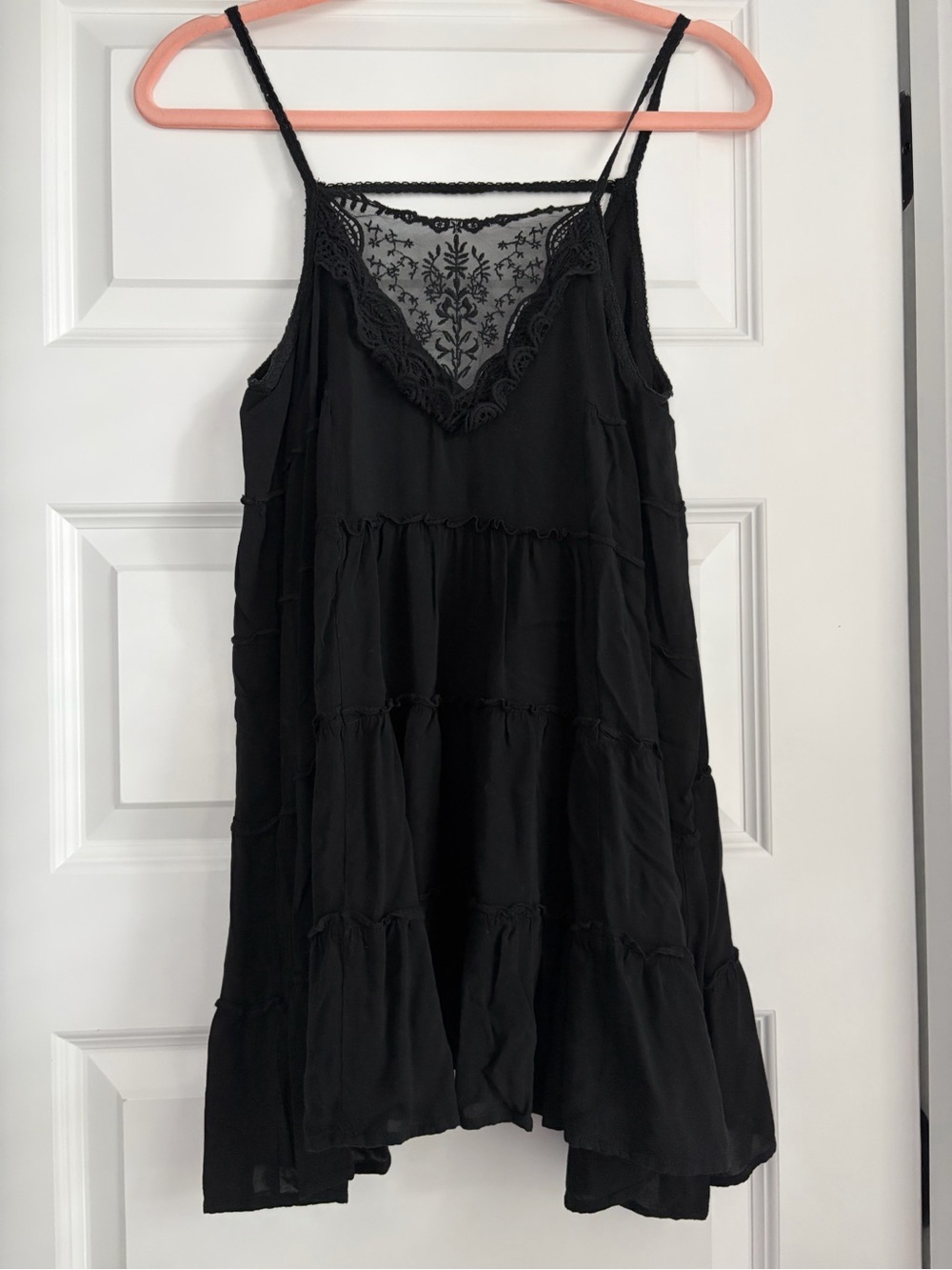 Black Lace-Trim Mini Dress - Women